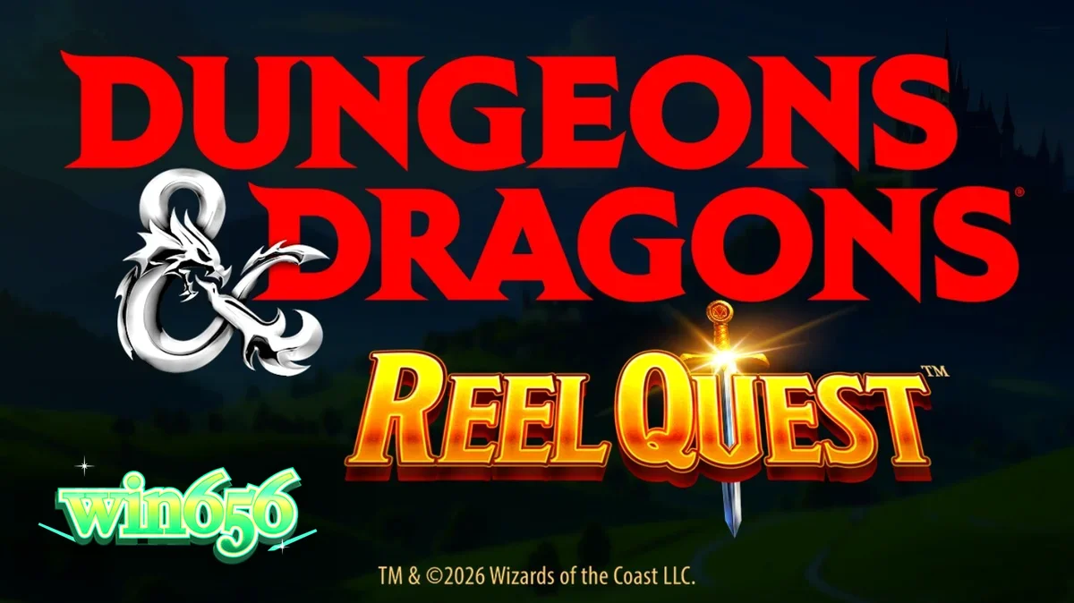 Interface do jogo Dungeons & Dragons Reel Quest com elementos de fantasia e dados D20